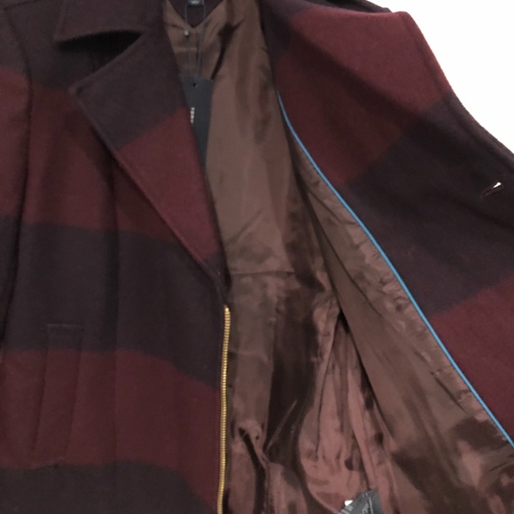 NWT Tommy Hilfiger M Burgundy Plaid  Wool Jacket - Picture 9 of 15